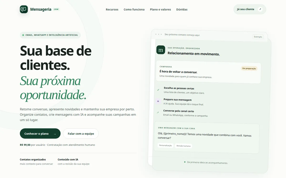 Captura de tela de Mensageria CRM